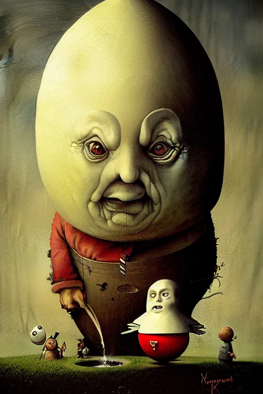 Image similar to hieronymus bosch, greg rutkowski, anna podedworna, painting of humpty dumpty