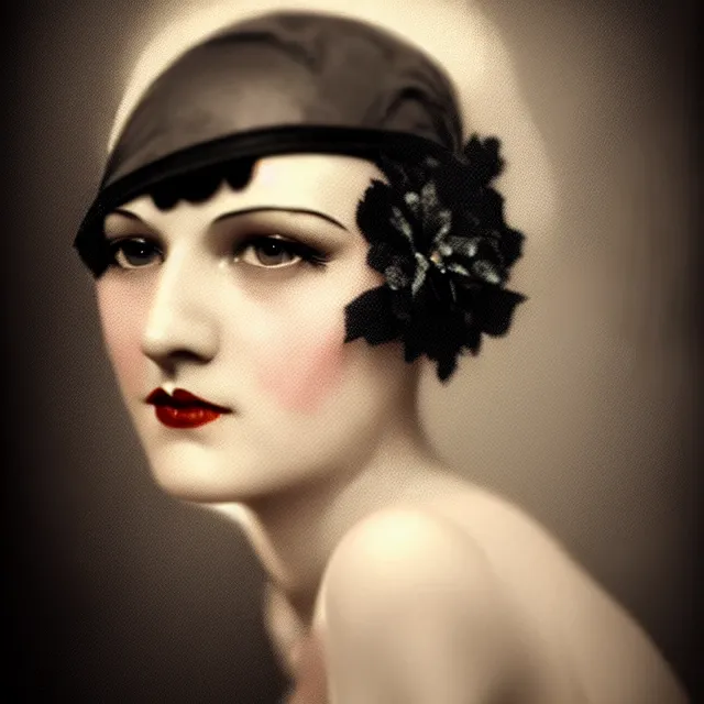 Image similar to 1 9 2 0 s beautiful woman in a flapper photo portrait, atmospheric lighting, painted, intricate, ultra detailed, well composed, best on artstation, cgsociety, epic, stunning, gorgeous, intricate detail, wow, masterpiece