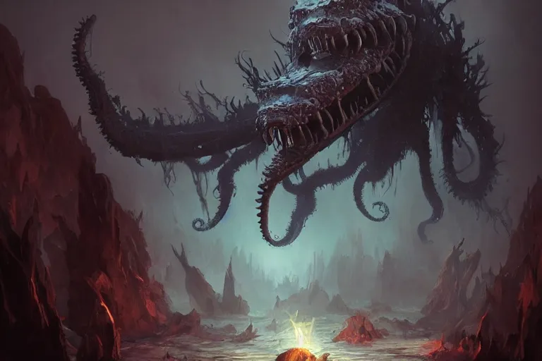 Image similar to lovecraftian monster, digital art, magic the gathering, mtg, by greg rutkowski, trending on artstation