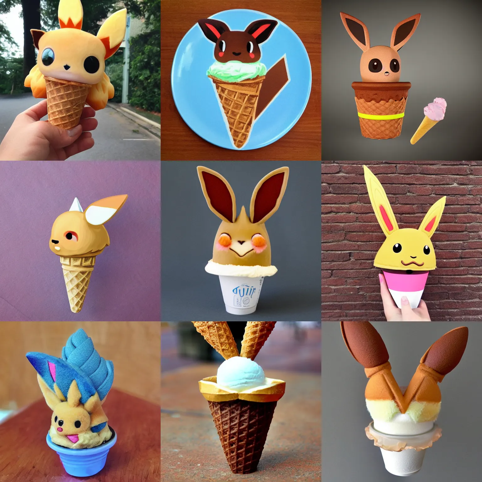 Prompt: eevee ice - cream cone