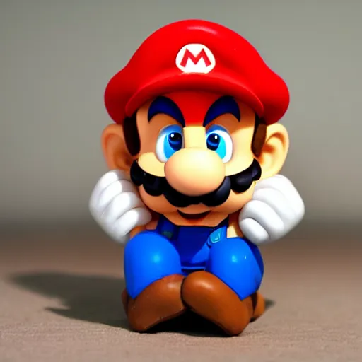 Prompt: claymation, mario sitting on a toilet, depth of field 2 7 0 mm