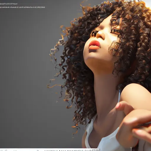 Image similar to a beautiful 3d brown anime girl, brown skin, long black curly hair, Cinematic lighting, anime masterpiece, highly detailed, Trending on artstation, unreal engine 4k, Cinematic wallpaper