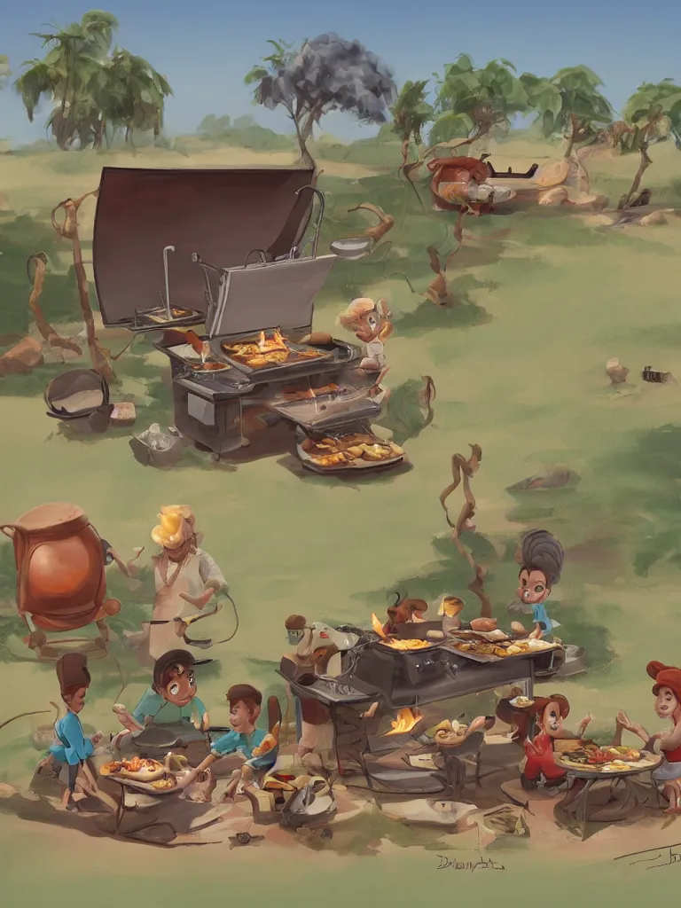 Prompt: barbecue by disney concept artists, blunt borders, rule of thirds