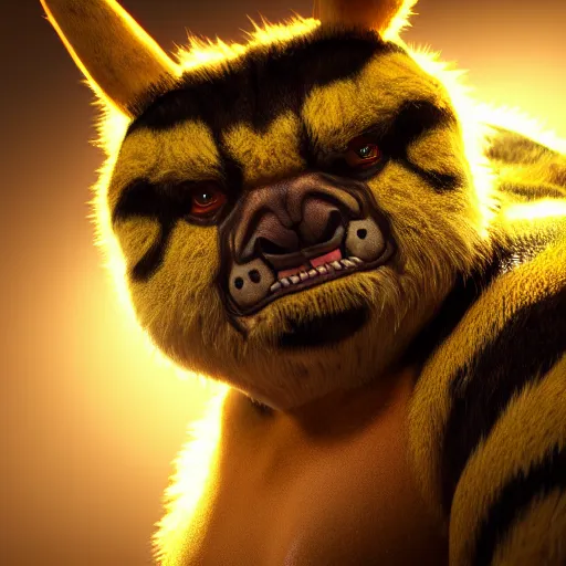 Image similar to photography of a realistic electabuzz animal, ultra detailed, 8 k, cinematic lighting, natural background, trending on artstation, pokemon