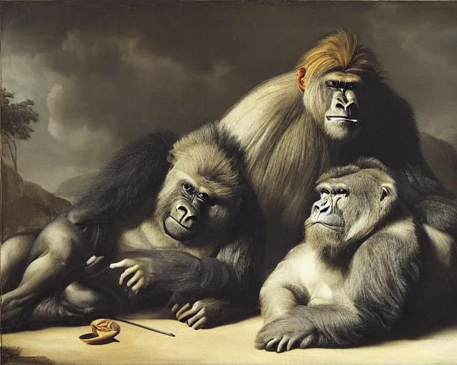 Image similar to gorilla and lion by pieter claesz