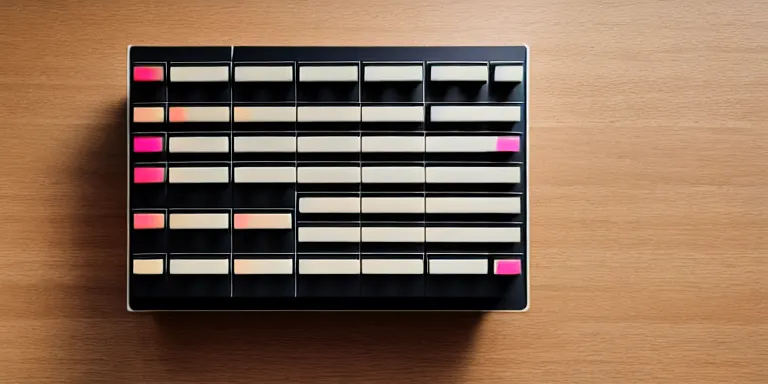 Prompt: dezeen showroom , minimalissimo, archdaily, teenage engineering moad, mother of all decks, product design concept, top down view of moog melotron synthesizer made by jony ives , dieter rams, 8k, high detailed photo