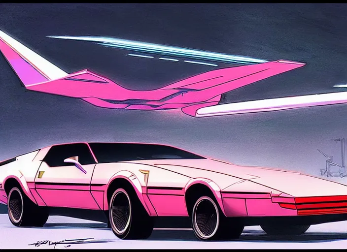 Image similar to syd mead concept art, raplh mcquarrie. kitt 1 9 8 2 pontiac trans am. style blade runner 2 0 4 9, retro, retro futurist. concept art by syd mead and star wars