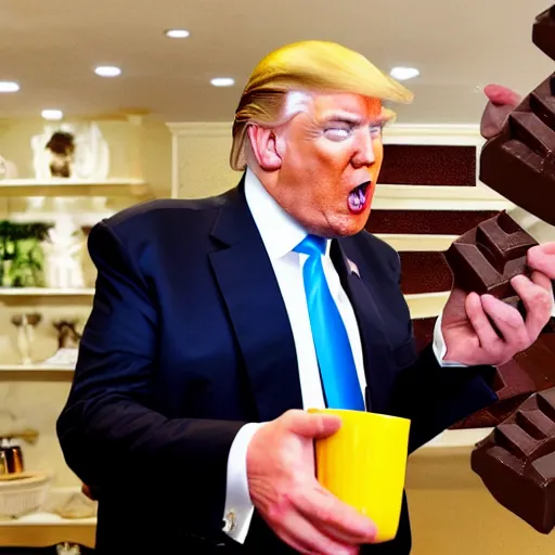 Image similar to donald j. trump vomiting chocolate milk onto liberals