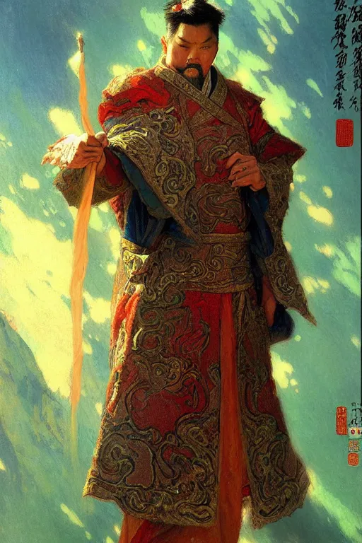 Image similar to wizard, character design, ming dynasty, colorful, painting by gaston bussiere, craig mullins, j. c. leyendecker, tom of finland