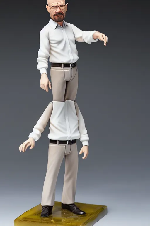 Prompt: figurine of walter white wearing an elegant summer blouse, personification, official store photo, commercial photo, featured on amiami, lovecraftian, 8 k, 8 5 mm, beautiful composition