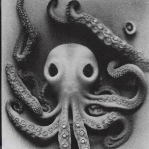 Image similar to vintage photograph of an octopus with a human face