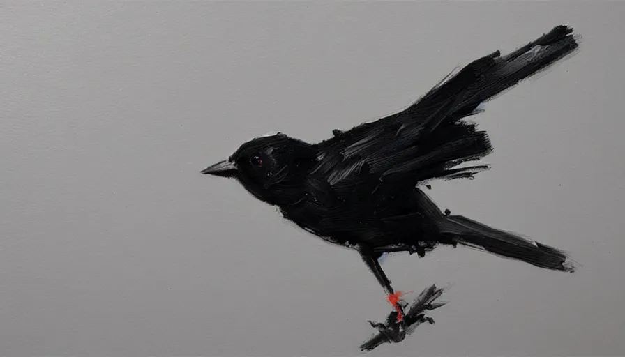 Image similar to little black bird, creativity, oil painting by jama jurabaev, extremely detailed, brush hard, artstation, for aaa game, high quality, brush stroke