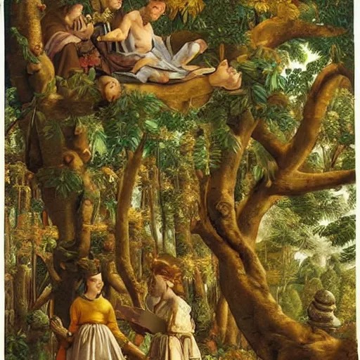 Prompt: a beautiful forest made of ivory and gold, highly intricate, digital art, very detailed, in the style of pontormo