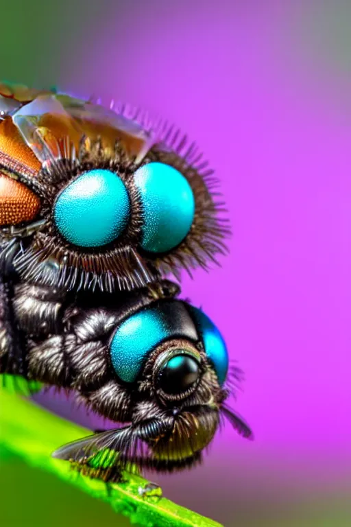 Prompt: high quality macro macro metallic tachinid fly! gorgeous highly detailed hannah yata elson peter cinematic turquoise lighting high quality low angle hd 8k sharp shallow depth of field