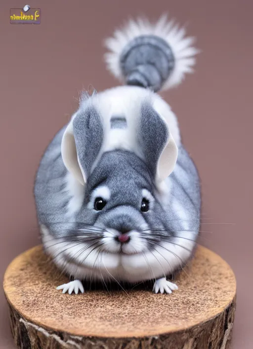 Image similar to 80mm resin detailed miniature of fluffy chinchilla, Product Introduction Photos, 4K, Full body, simple background