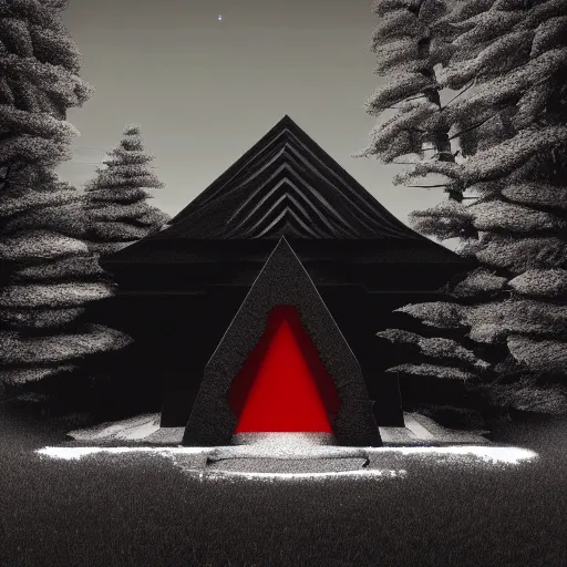 Image similar to the black lodge from Twin Peaks (1990), eerie surreal lynchian nightmare, red curtains, ominous, horror, 4k, art, trending on artstation, sharp focus