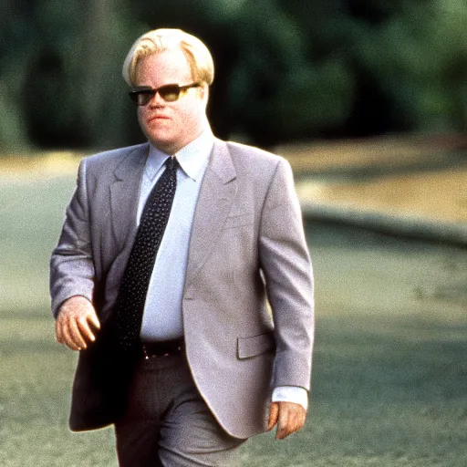 Image similar to philip seymour hoffman is joe biden, forest gump ( 1 9 9 2 ), cinematic shot