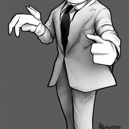 Image similar to cartoon, white glove in a suit, intricate, masterpiece, artstation, stunning