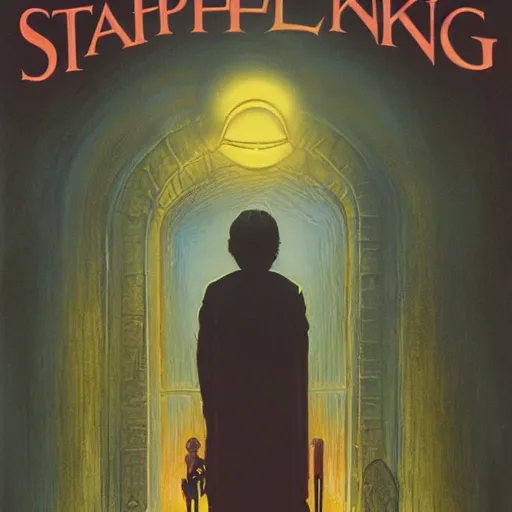 Prompt: stephen king book cover illustration by michael whelan