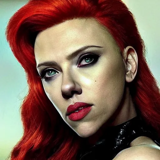 Image similar to “ scarlett johansson as poison ivy in batman movie ”