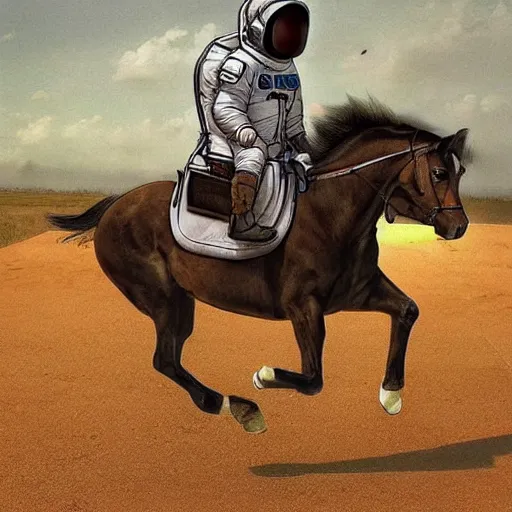 Image similar to An astronaut riding a horse in a photorealistic style