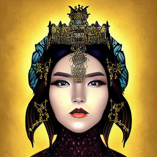 Image similar to Ancient Queen of the Night portrait in the Dang My Linh style, digital art, highly detailed