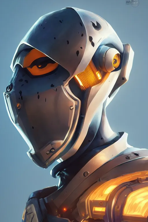 Image similar to epic mask helmet robot ninja portrait stylized as fornite style game design fanart by concept artist gervasio canda, behance hd by jesper ejsing, by rhads, makoto shinkai and lois van baarle, ilya kuvshinov, rossdraws global illumination radiating a glowing aura global illumination ray tracing hdr render in unreal engine 5