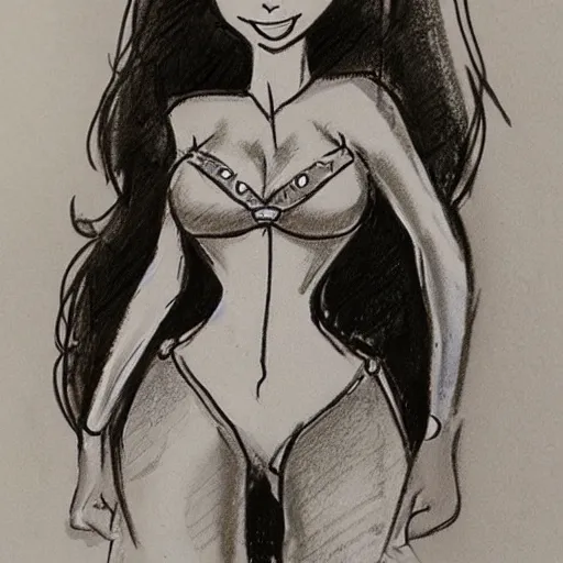 Image similar to milt kahl sketch of victoria justice with kim kardashian body as princess daisy from super mario bros