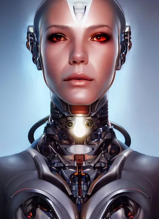 Prompt: portrait of a cyborg woman who turns her head to the (((((right))))) (((((left))))) by Artgerm,eyes closed , biomechanical, hyper detailled, trending on artstation