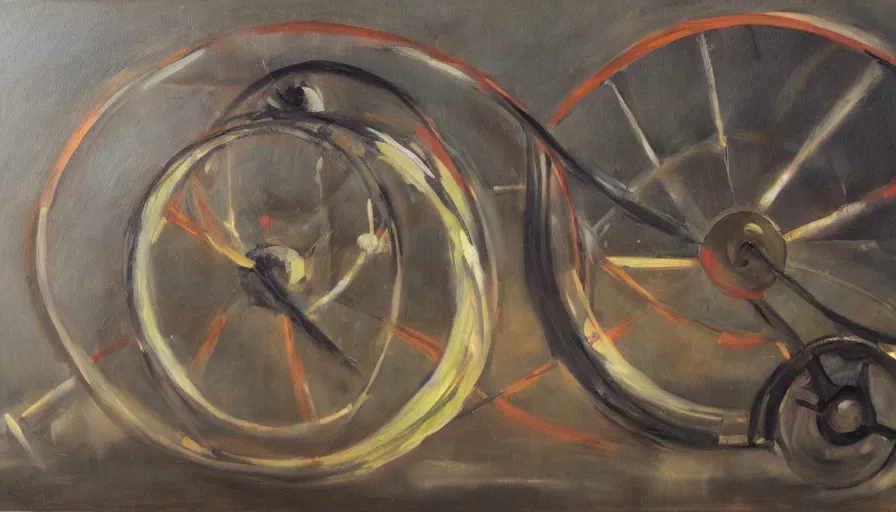 Image similar to perpetual motion machine, oil painting