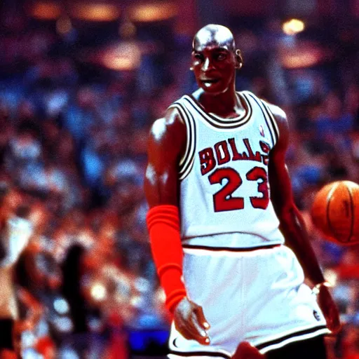 Image similar to michael jackson is michael jordan in space jam. film still,