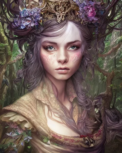 Prompt: A maid in a magical forest, beautiful face, very detailed face, fantasy art, in the style of JOHN STEPHENS, illustration, epic, fantasy, intricate, hyper detailed, artstation, concept art, smooth, sharp focus