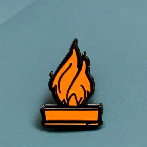 Image similar to minimalistic enamel pin of fire flame, retro design