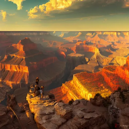 Image similar to a bright glowing city in the Grand Canyon, beautiful dynamic lighting, cinematic, wide angle establishing shot, extremely high detail, photo realistic, cinematic lighting, post processed, concept art, artstation, matte painting, style by eddie mendoza, raphael lacoste, alex ross, volumetric lighting, light rays, photorealistic, ultrarealistic, moody, coronarender, 8k