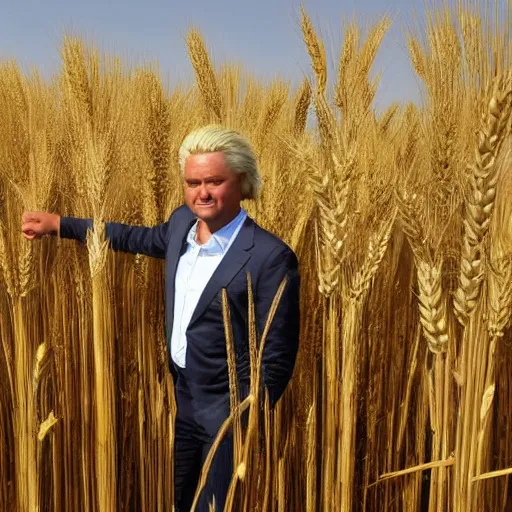 Image similar to african geert wilders standing in large wheat field