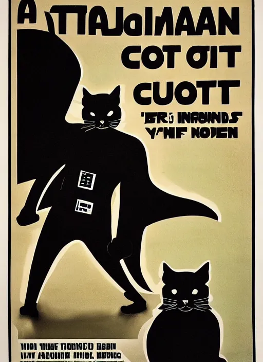 Image similar to a propaganda poster depicting a cat looking like darth vader