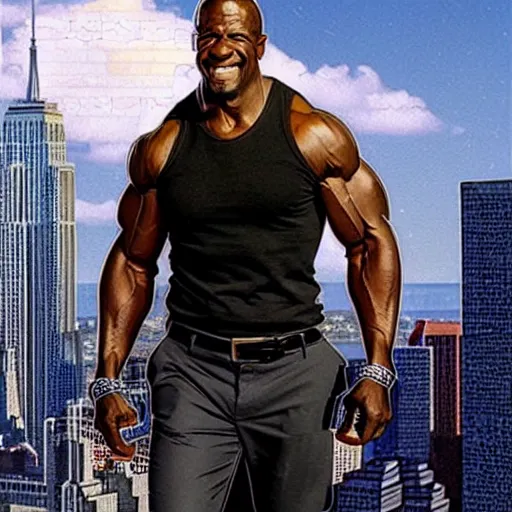 Prompt: Terry crews as the empire-state-building | photoshop art