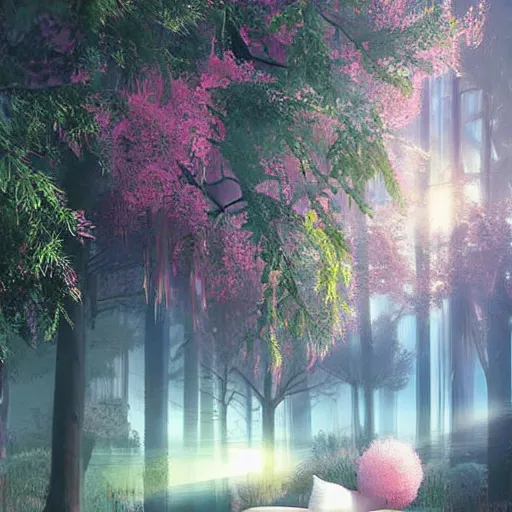 Image similar to in the future we will go back to more basic living in nature. artificial intelligence will take care of our needs. soft colour scheme. beautiful artistic detailed digital art by lurid. ( 2 0 2 2 )