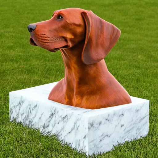 Image similar to marble statue of redbone coonhound, realistic