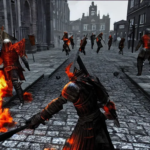 Prompt: dark souls in 1 9 8 0 liverpool riots