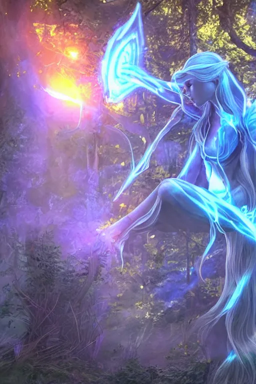 Image similar to elven glowing magic effects, unreal