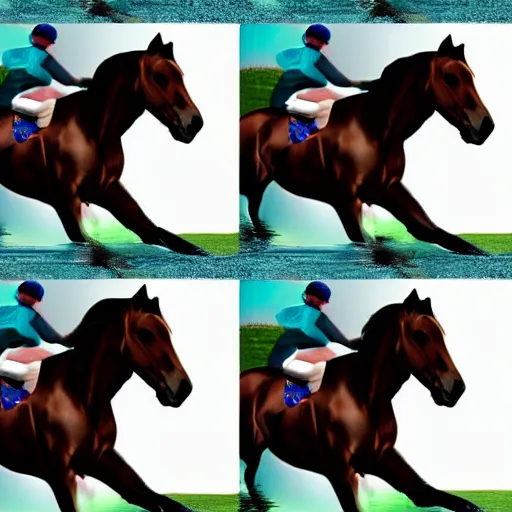 Image similar to 4 frames of a horse running frame - by - frame from a video clip