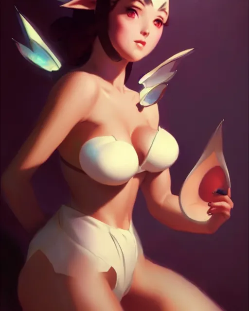 Prompt: photo of eevee pokecmon humanisation, by greg rutkowski, gil elvgren, enoch bolles, glossy skin, pearlescent, anime, maxim magazine, very coherent