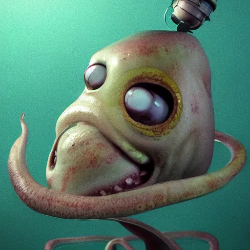 Image similar to hyperrealistic dslr film still of early cuyler squidbillies anthropomorphic squid, stunning 8 k octane comprehensive 3 d render, inspired by istvan sandorfi & greg rutkowski & unreal engine, perfect symmetry, dim volumetric cinematic lighting, extremely hyper - detailed, extremely lifelike attributes & lifelike texture, intricate, masterpiece, artstation, stunning