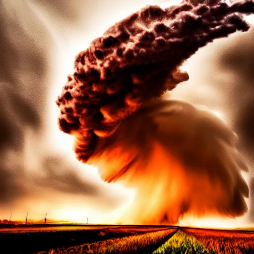 Image similar to amazing photo of a tornado, digital art, beautiful dramatic lighting