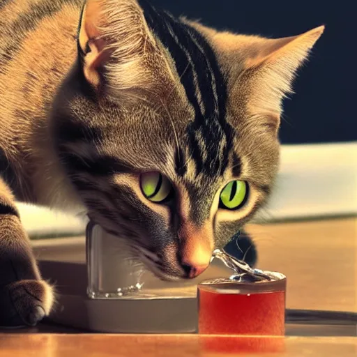 Image similar to cat drinking water, 4k realistic photo