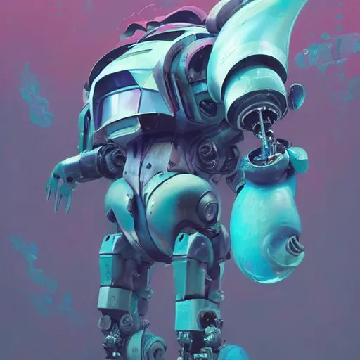 Image similar to detailed painting of aquatic gouf mecha mermaid robot. liquid metal scifi exoskeleton shoulder mounted rocket launcher. by sergey kolesov, beeple, nekro, pascal blanche, rhads. in style of colorful comic noir illustration, symmetry, sci fi, hyper detailed. octane render. realistic. trending on artstation