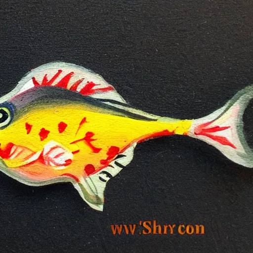 Prompt: fish miniature painting