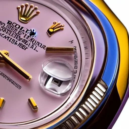 Image similar to Rolex Datejust made of colorful plastic by Fisher Price, close up, photo