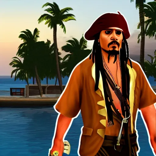 Prompt: jack sparrow in gta vice city